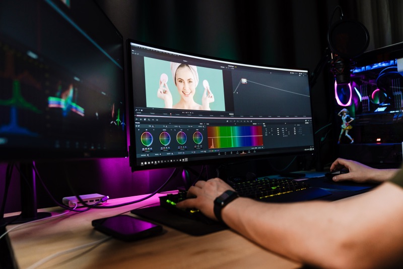 Color grading session for video post-production