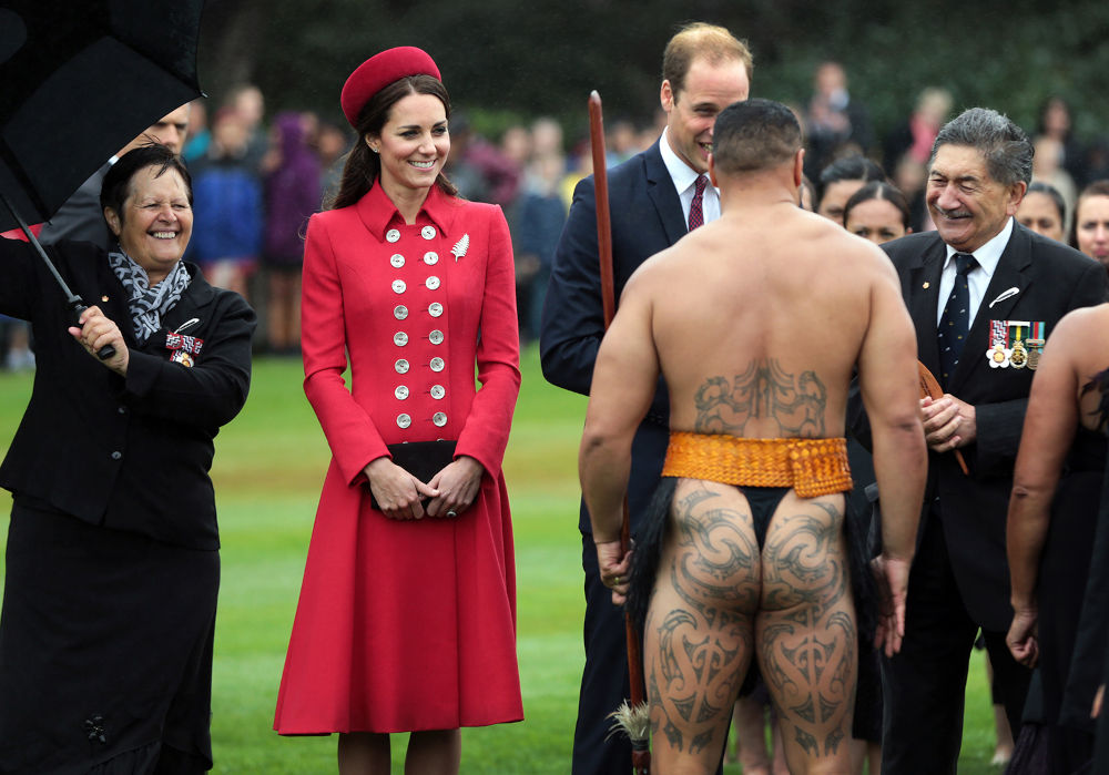 Kate Middleton and Prince William receiving traditional Māori welcome during royal visit to New Zealand